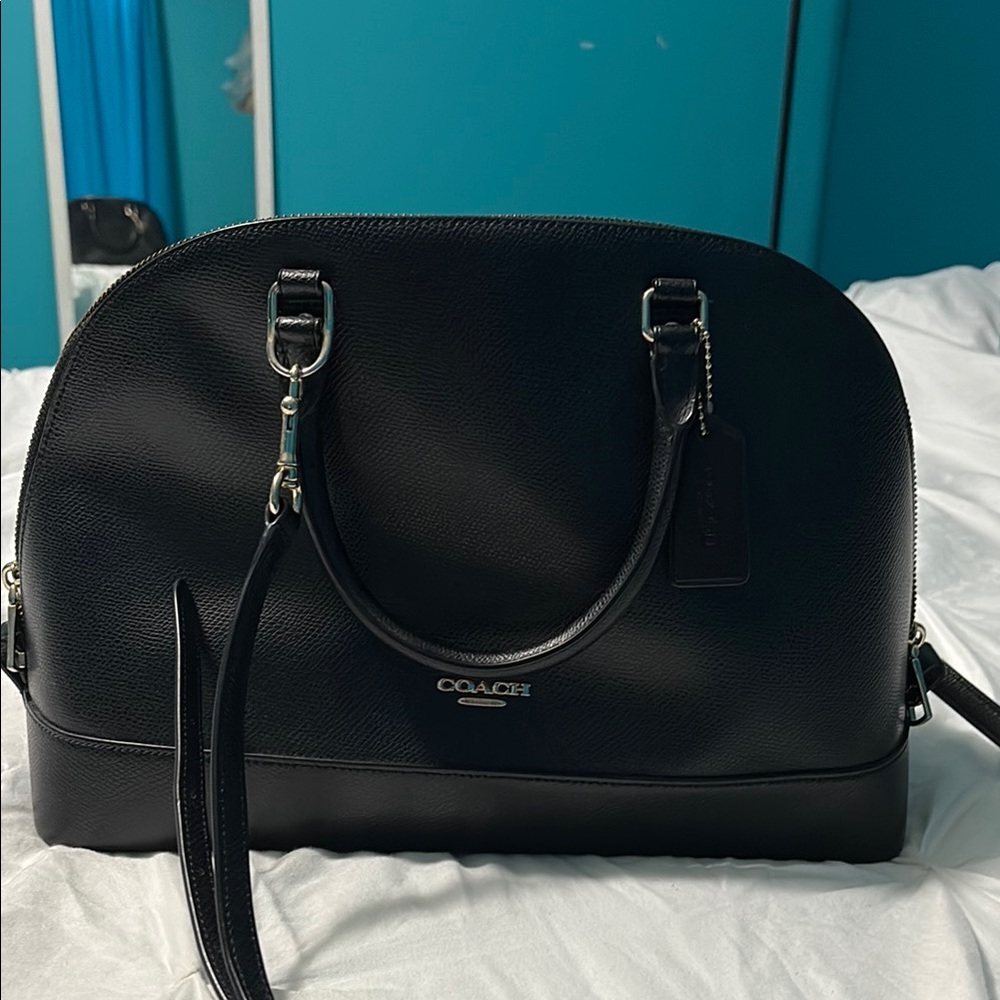 Coach Black Leather Cross Body Bowler Bag